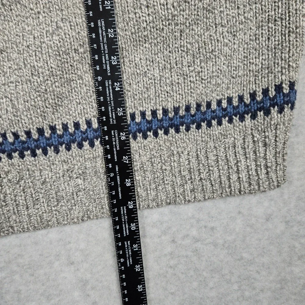 LL Bean (Men's XXL) Gray Blue Knit Sweater Fair Isle Lambswool Nordic Pullover
